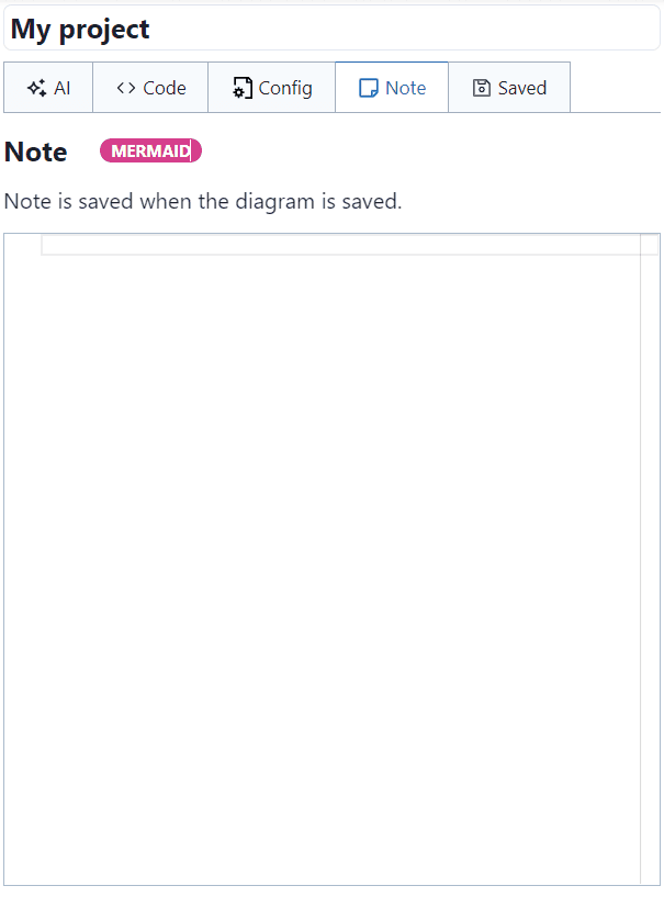 Note tab in the Mermaid editor
